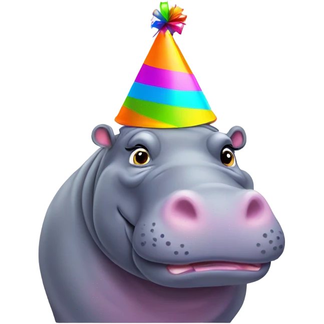 Hippo with a party hat emoji