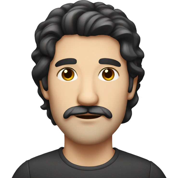 man with dark hair, moustache, light beard and white skin emoji