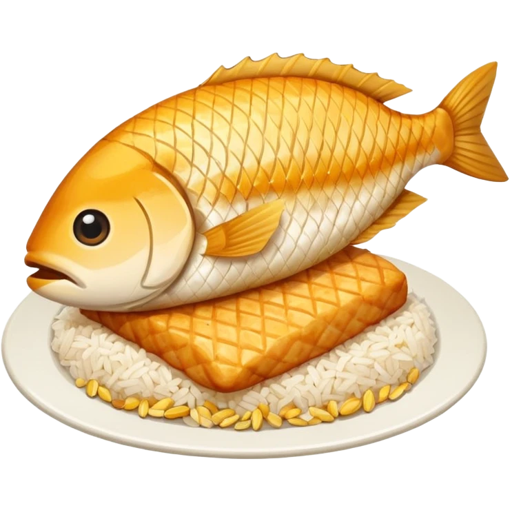 Rice and fish fillet cooked  emoji