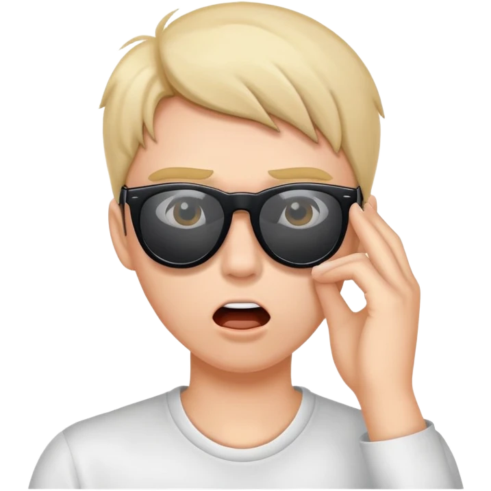 Hand pulling down sunglasses from face and shocked face emoji