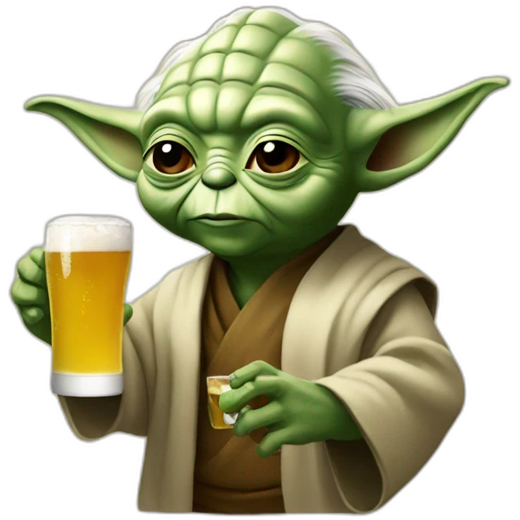 Yoda drink a beer emoji