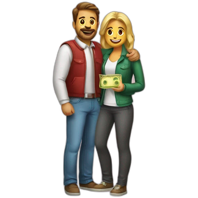 pareja con dinero emoji