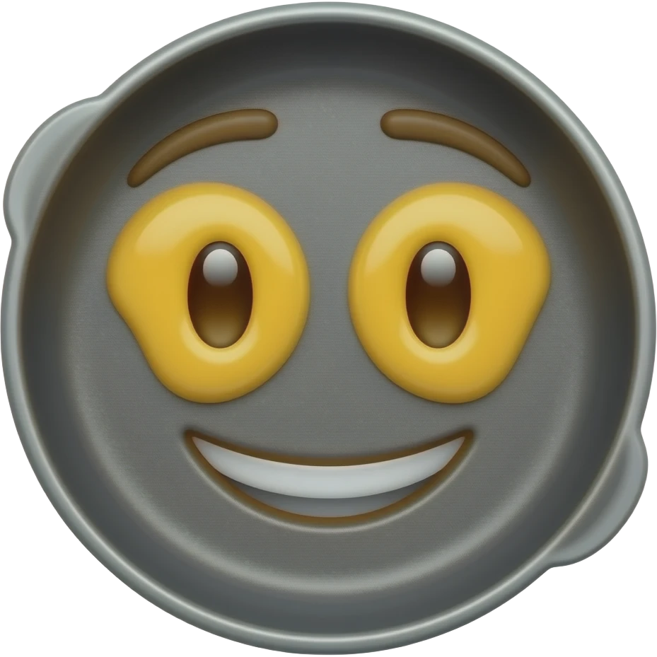 smiling face pan - with eyes containing yellow sauce- smiling face on the bowl, not inside of it emoji