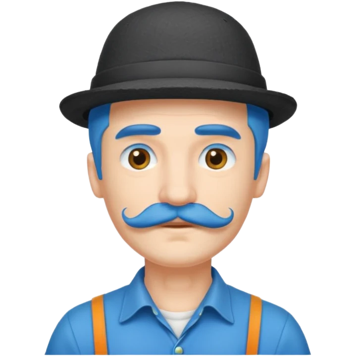 blue long haired man and small hat and mustache emoji