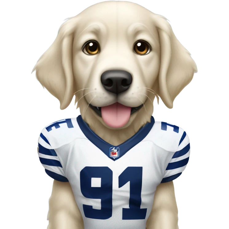 white golden retriever as dallas cowboy football player emoji