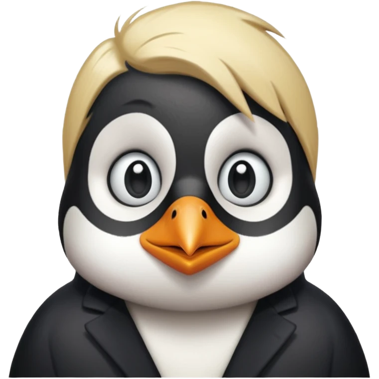 Pingüino con cabello  rubio estilo cool  emoji