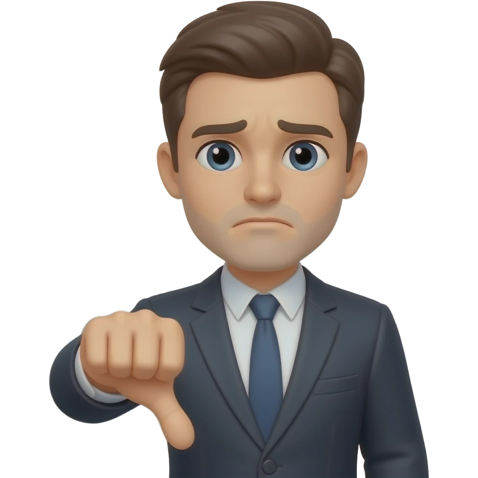 A disappointed man giving a thumbs-down. emoji