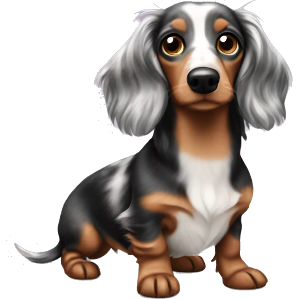 Tri merle long haired dachshund emoji