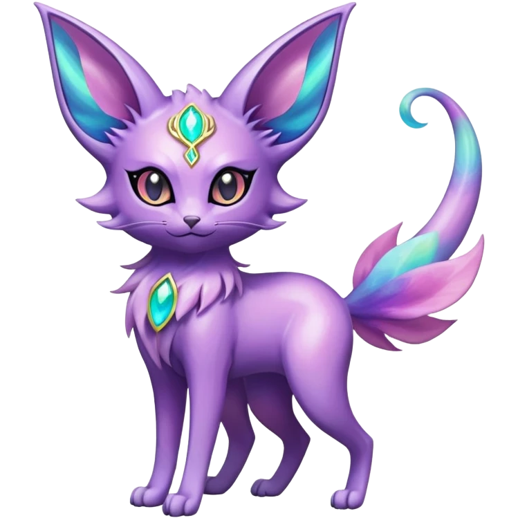 Shiny Exotic Elemental Espeon-Persian-Pokémon-Fakémon-hybrid-creature (full body) emoji
