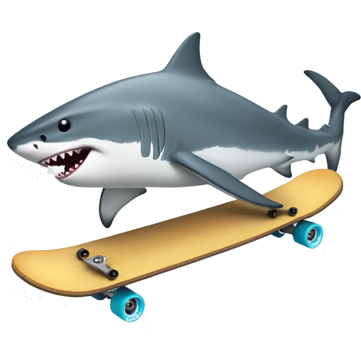 great whiteshark on a skateboard emoji