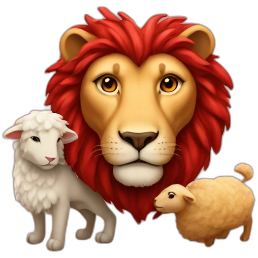 red hearth with lion and lamb emoji