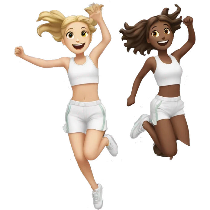two white girls jumping emoji
