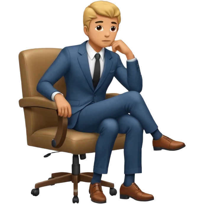 guy imitating thinker statue pose but with clothes and sitting in a office chair emoji