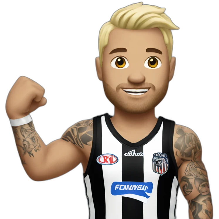 blonde COllingwood player with tattoos emoji