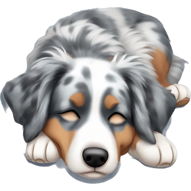 Blue Merle Australian shepherd sleeping on his back emoji