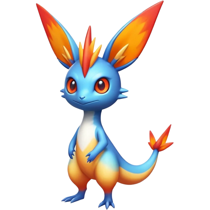 Colorful Shiny Exotic Victini-Salandit-Aurorus-Fakémon-hybrid-creature (full body)  emoji