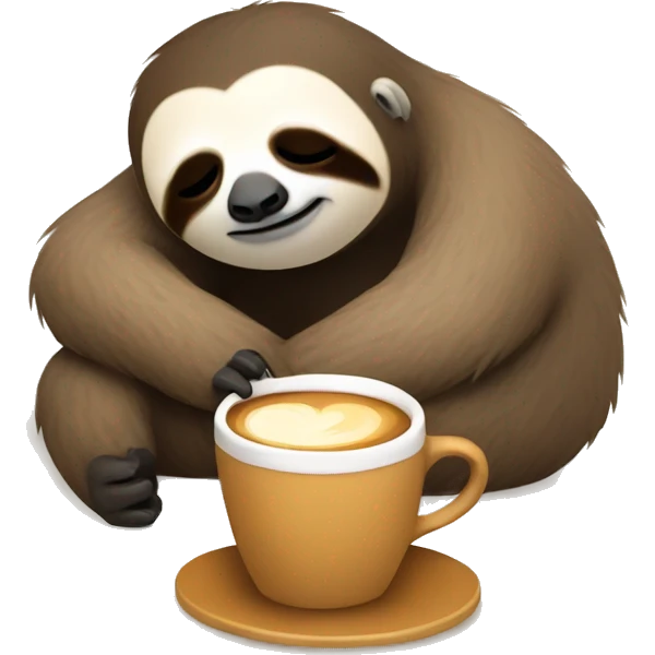 A Sleepy Sloth drinking coffee emoji