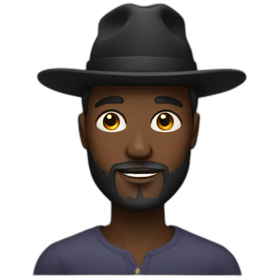 ghanaian man with wide-brimmed black hat beard emoji