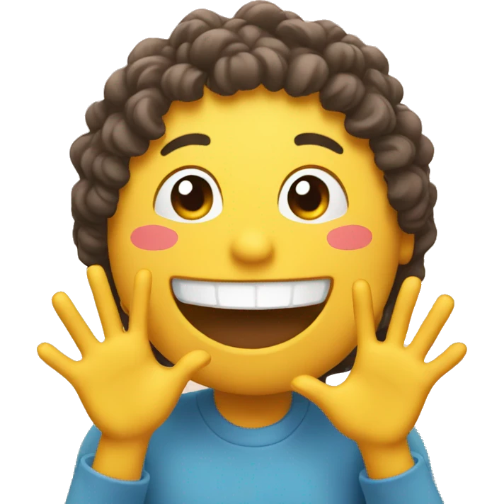 smile emoji with lots of hands emoji
