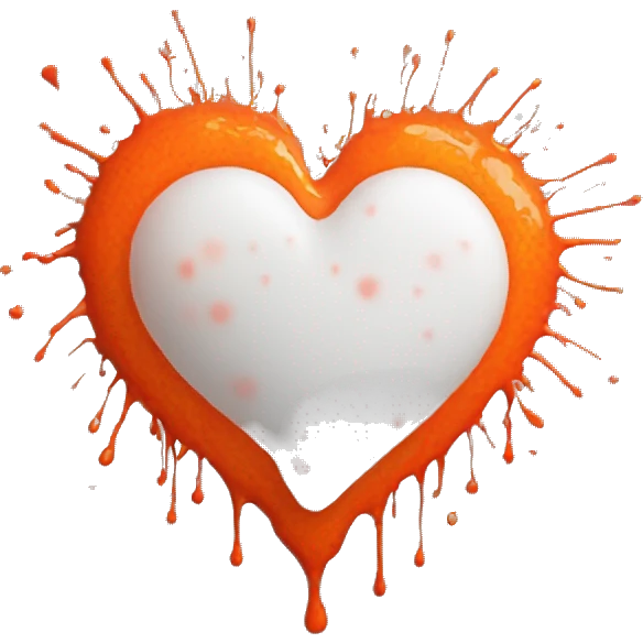 splattered paint heart glowing red-orange warmth emoji