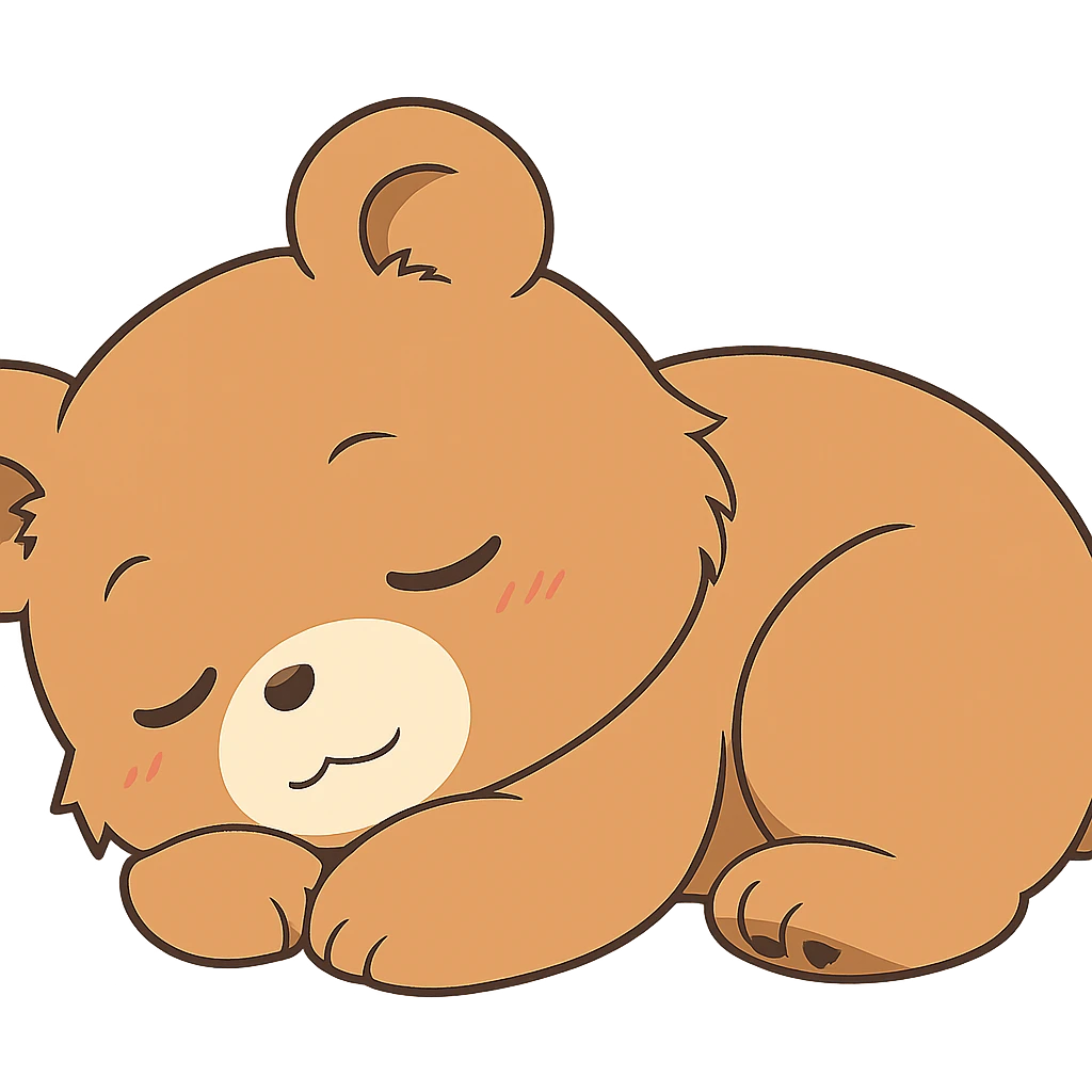 anime style cute bear sleeping, looking peaceful and adorable emoji