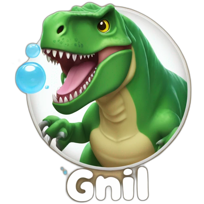 T-rex with a bubble saying "GNIII" emoji