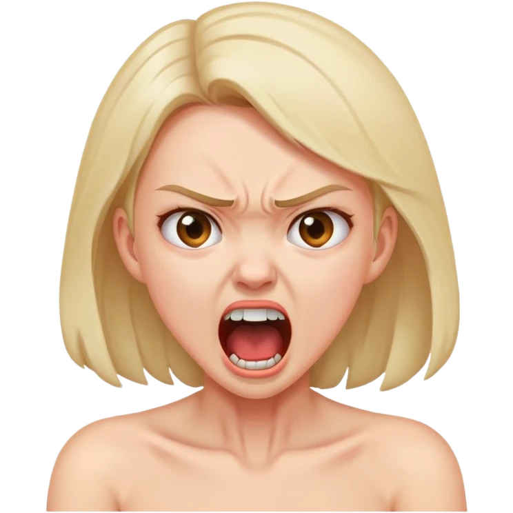 Girl grabbing her neck screaming and angry emoji