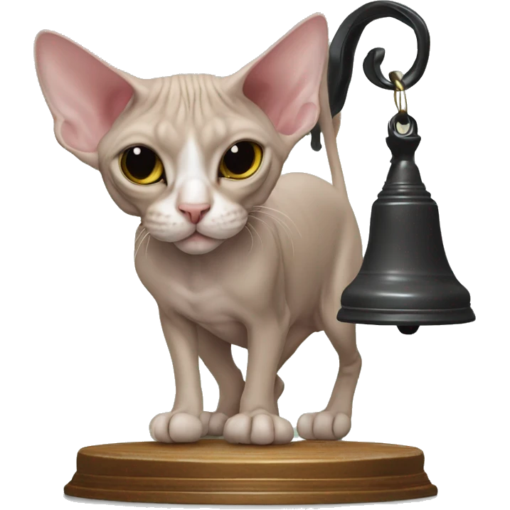 Sphynx cat on a table bell emoji