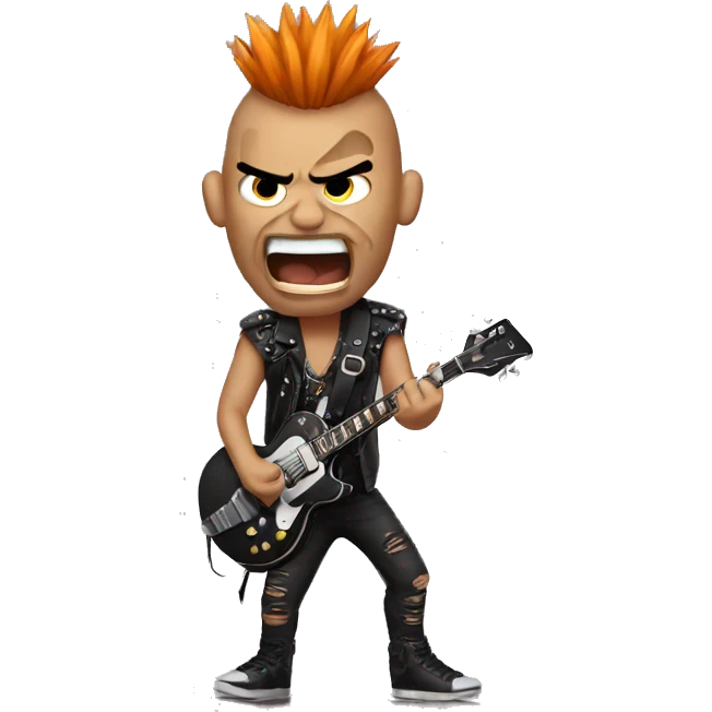 Rocker with Mohawk and facepaint screaming emoji