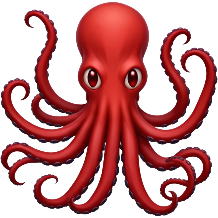 A dark shadow monster with long tentacle-like arms on a red sky background emoji