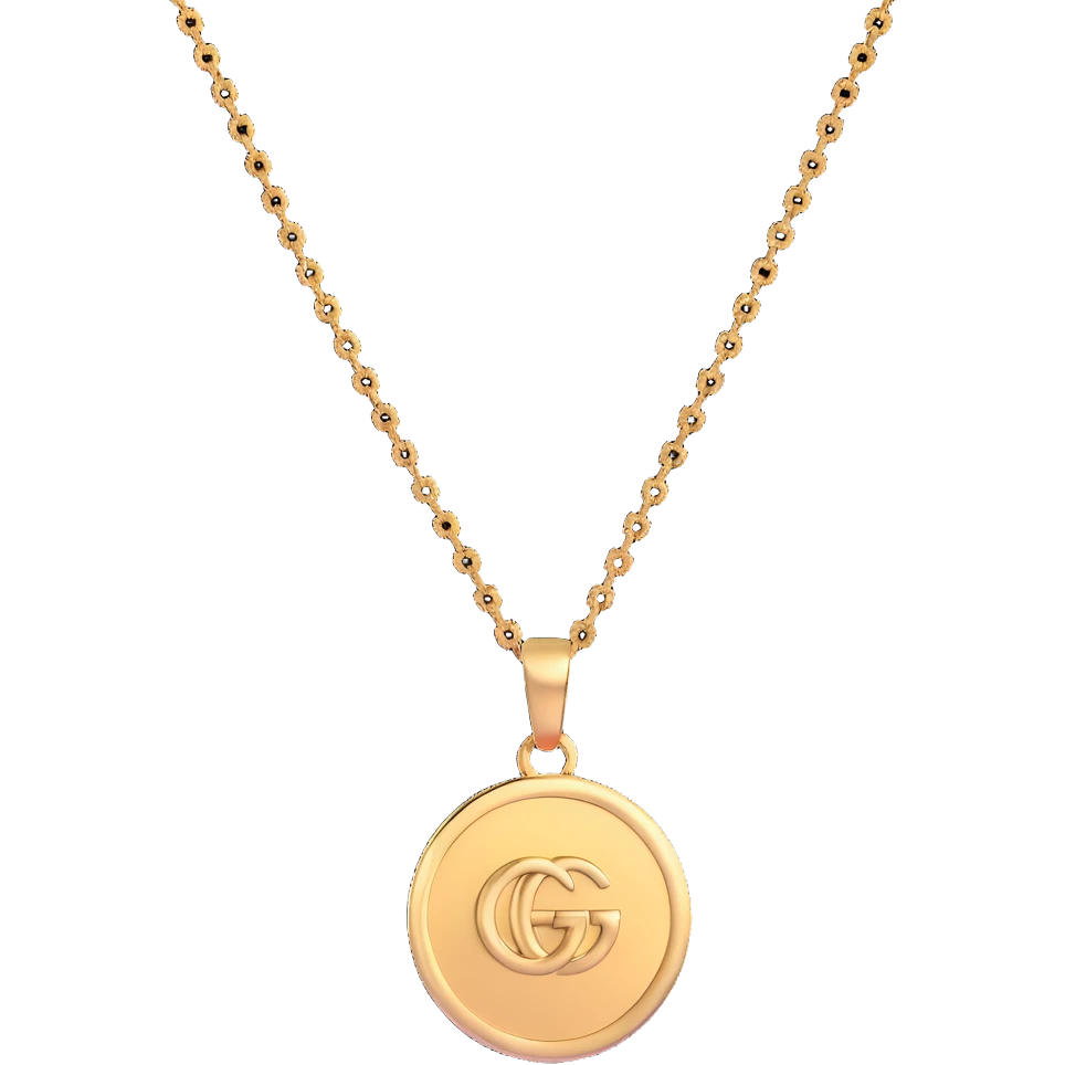 luxury gold Gucci chain necklace with pendant emoji