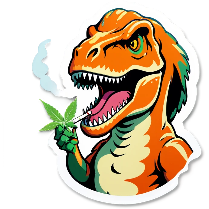 T. rex smoking weed emoji