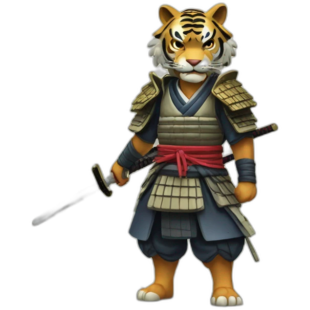 A samurai tiger in a forest in Japan  emoji