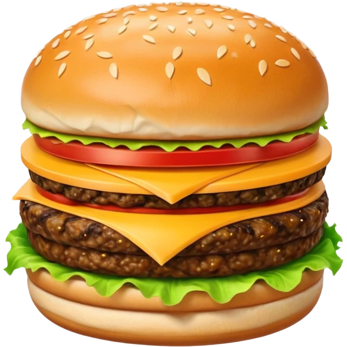 hamburger with sesame seed bun, lettuce, tomato, cheese, and patty emoji