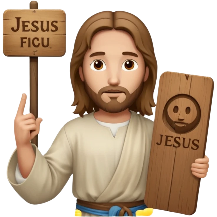 Jésus avec une pancarte dans ses mains dans ses mains emoji