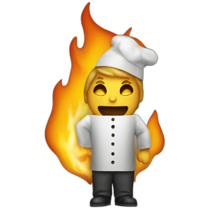 Man behind burning server emoji