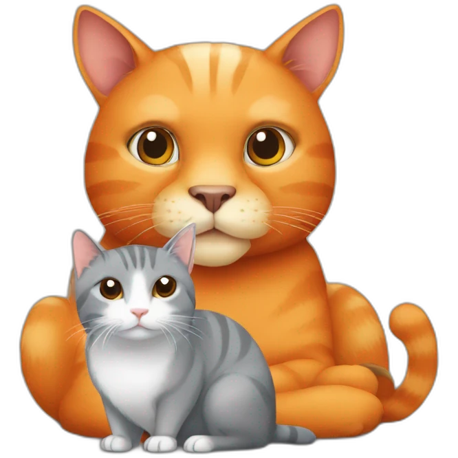 Orange cat sit with capybara and with grey cat emoji