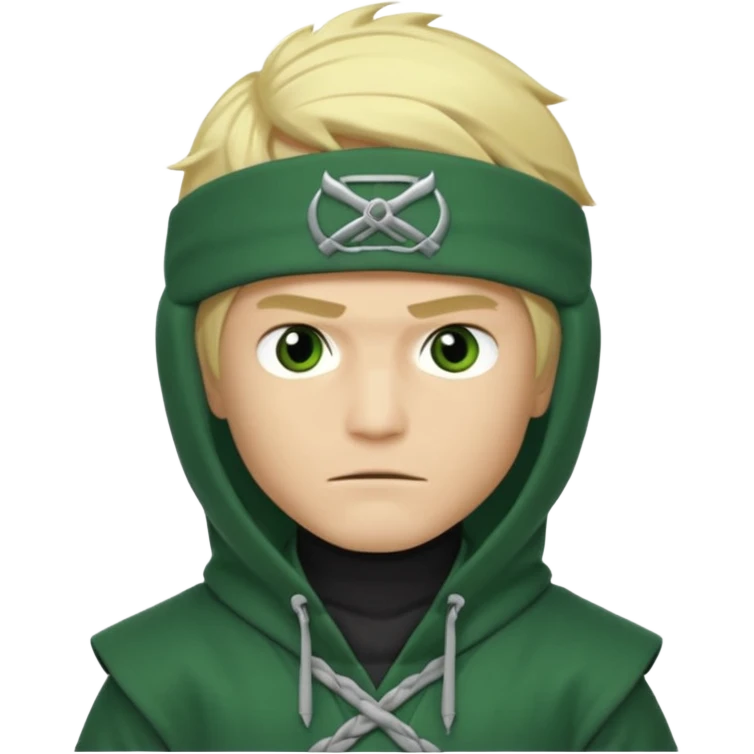 Green ninja Lloyd garmadon blonde hair, kaptur hoody on his head but blonde grzywka visible  emoji
