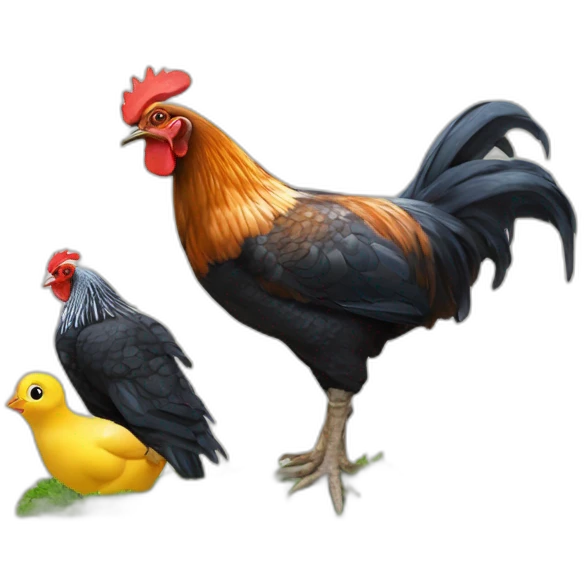 macron avec tortue plus poussin avec poule coq emoji