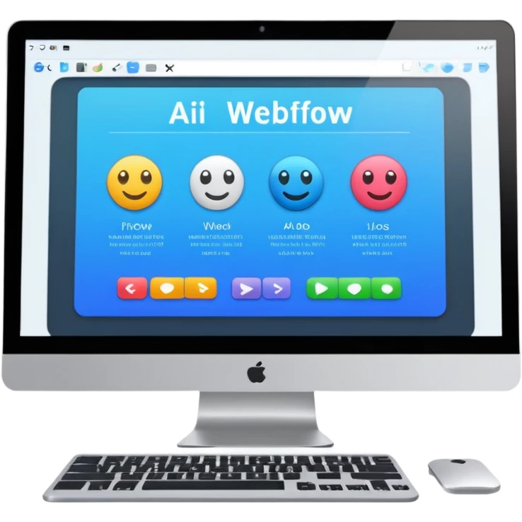 AI webflow on a computer - really complicated, no faces emoji