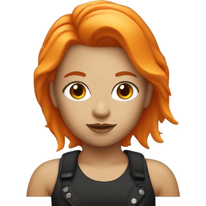 White Rockstar Girl with orange hair  emoji