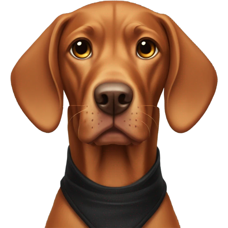 Viszla breed dog wearing black vest  emoji
