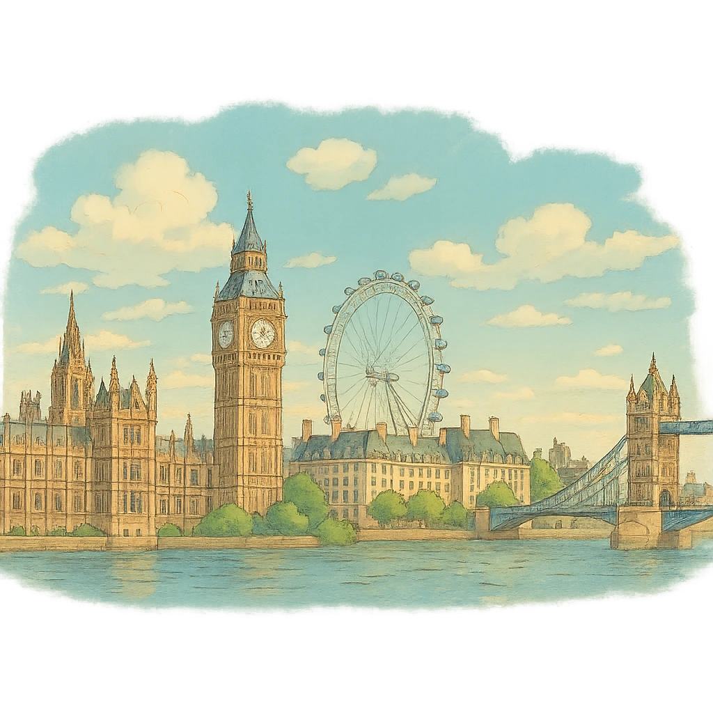 ghibli style London skyline emoji
