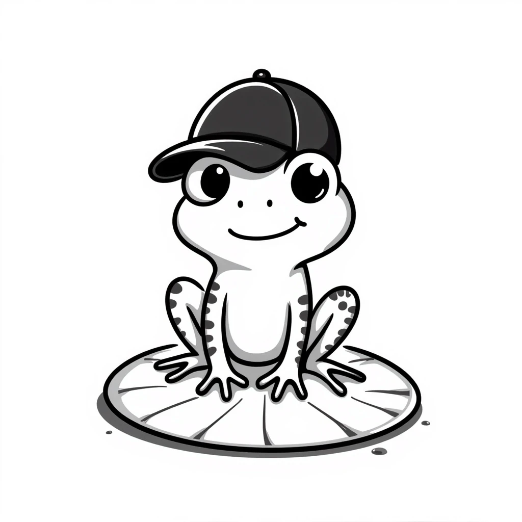 Tiny tropic frog wearing a baseball cap emoji