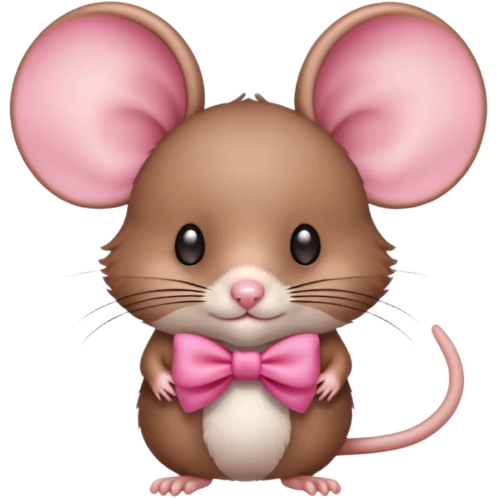 brown mice with a pink bow on the ear emoji