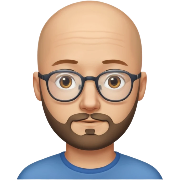 лысый очень молодой парень с круглыми очками тонкими с бородой и без усов emoji