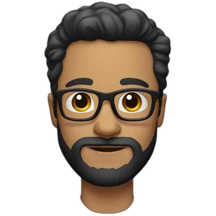 White man with black hair and beard big forehead wearing glasses emoji