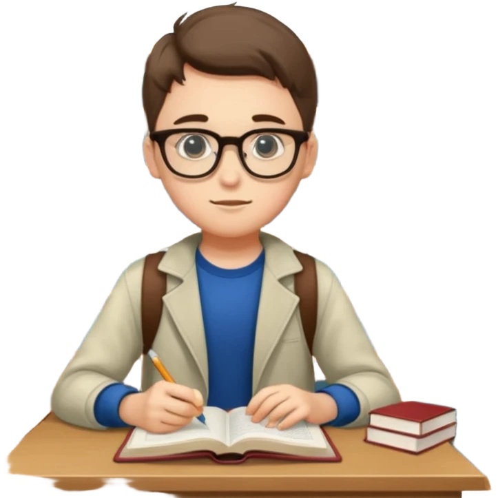boy focused on studying in the library full body emoji