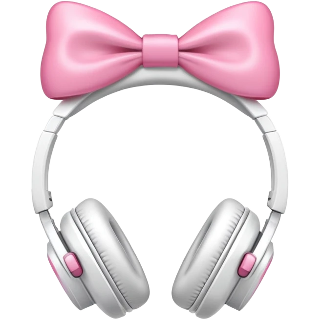 White headphones with pink bows emoji