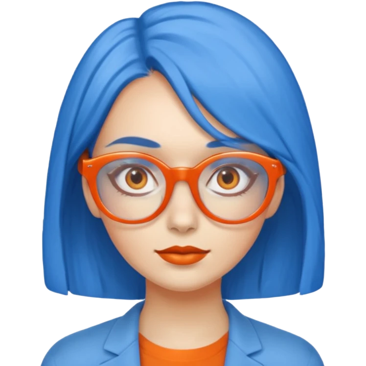 blue skinned orange glassed woman emoji